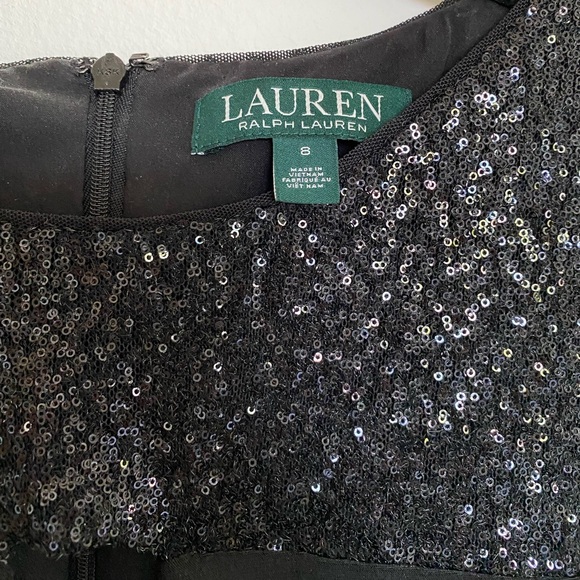 Ralph Lauren Black Sequin Sheath Dress with Keyhole, Size 8 - Picture 4 of 5